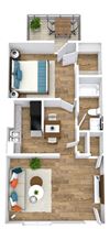 One bedroom 768 square foot floor plan